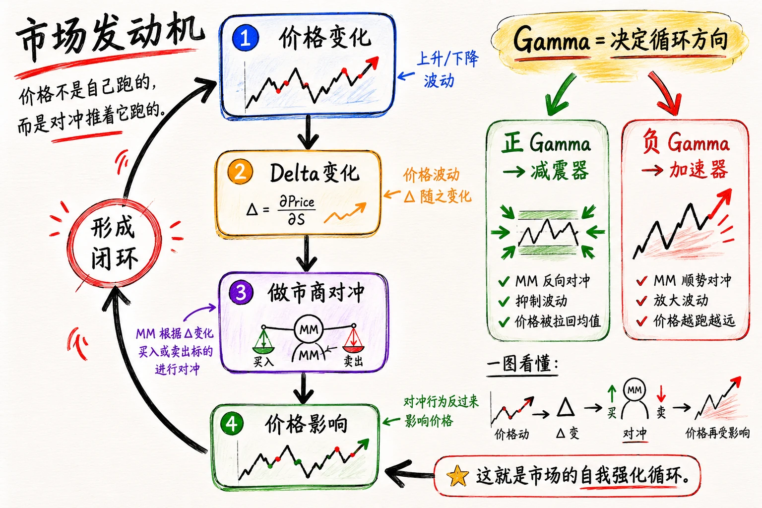 图 3-1  Gamma 订单流 · 价格与对冲闭环